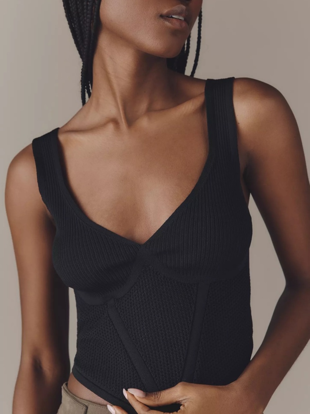 Anthropologie By Anthropologie Sleeveless V-Neck Cropped Sweater Tank M nwt
